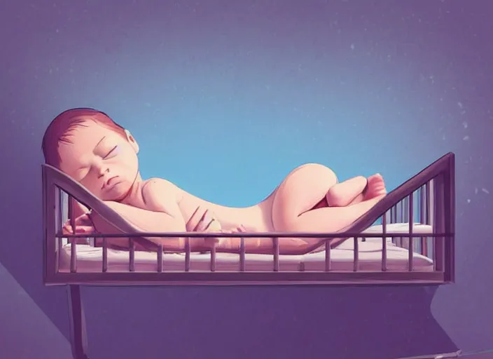 Prompt: a newborn baby sleeping in a crib. clean cel shaded vector art. shutterstock. behance hd by lois van baarle, artgerm, helen huang, by makoto shinkai and ilya kuvshinov, rossdraws, illustration, art by ilya kuvshinov