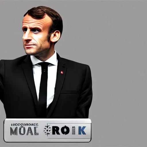 Image similar to emmanuel macron as a rapper gangster, digital art, 8 k, 3 d