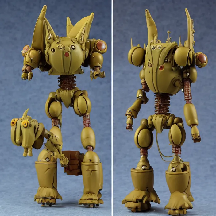 Prompt: A Lovecraftian scary giant mechanized adorable Mule from Studio Ghibli Howl's Moving Castle (2004) as a 1980's Kenner style action figure, 5 points of articulation, full body, 4k, highly detailed. award winning sci-fi. look at all that detail!