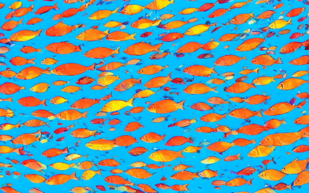 Prompt: a school of fish who form the shape of the indian flag in the deep sea, digital art