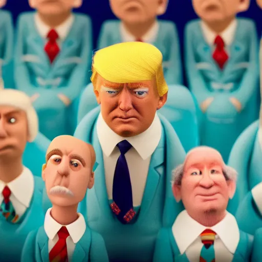 Image similar to Portrait of Donald Trump in the style of claymation by Wes Anderson. 8k Resolution.