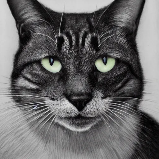 Image similar to a portrait of a cat by chuck close