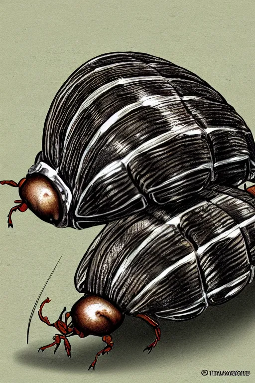 Prompt: an armadillidium, highly detailed, digital art, sharp focus, trending on art station, anime art style