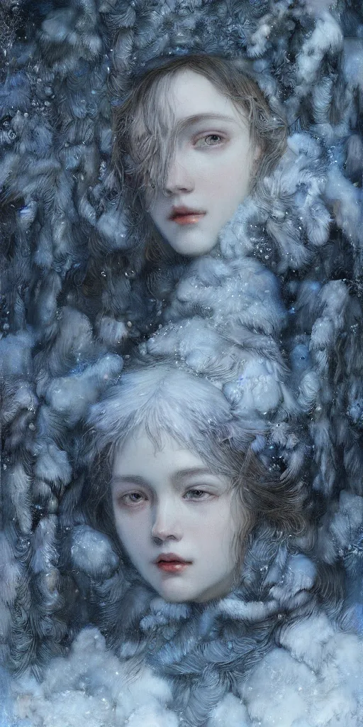 Image similar to winter, masterpiece by Edgar Maxence and Ross Tran and Michael Whelan, 8k, octane render