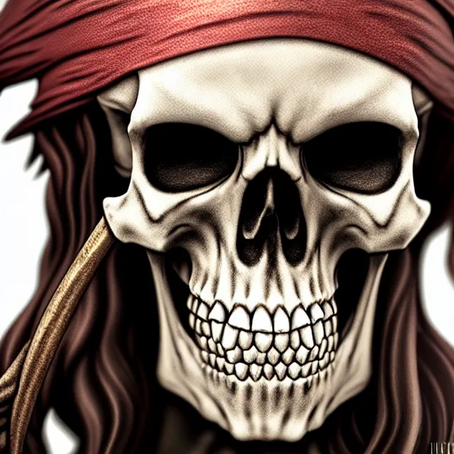 Image similar to skeleton pirate, artgerm, highly detailed, 8 k, hdr, close up, smooth, sharp focus, high resolution, award - winning photo