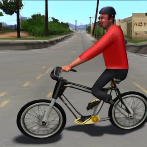 Image similar to elon musk riding a bike in gta san andreas