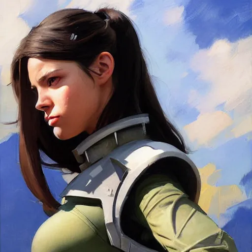 Image similar to greg manchess portrait painting of partially armored x - 2 3 laura kinney as overwatch character, medium shot, asymmetrical, profile picture, organic painting, sunny day, matte painting, bold shapes, hard edges, street art, trending on artstation, by huang guangjian and gil elvgren and sachin teng