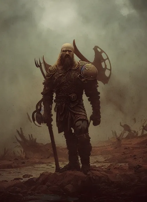 Prompt: hyper realistic photo of viking, full body, rule of thirds, saturated colors, cinematic, greg rutkowski, brom, james gurney, mignola, craig mullins, brian froud juan gimenez, moebius