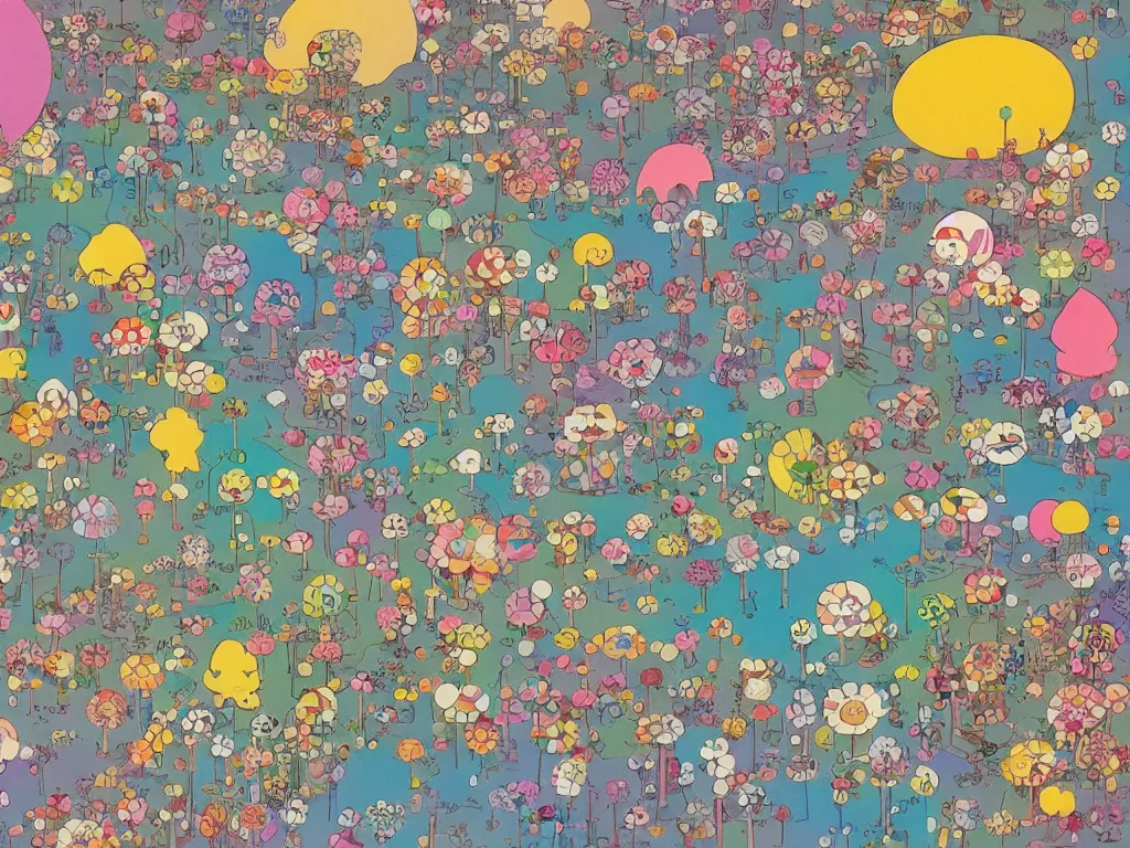 Image similar to colorful blueprint sideview of a fairytale forest, illustration, concept art, colorful, beautiful, studio ghibli, takashi murakami, aoshima chiho, manga, cute and adorable