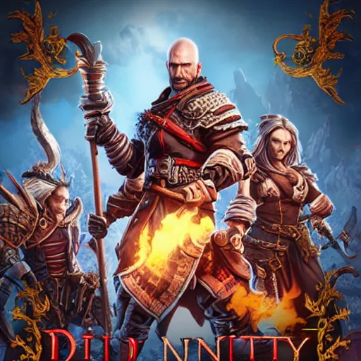 Image similar to divinity original sin 2 movie poster, high detail