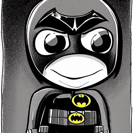 Prompt: a portrait of a ver very sad batman, cartoon