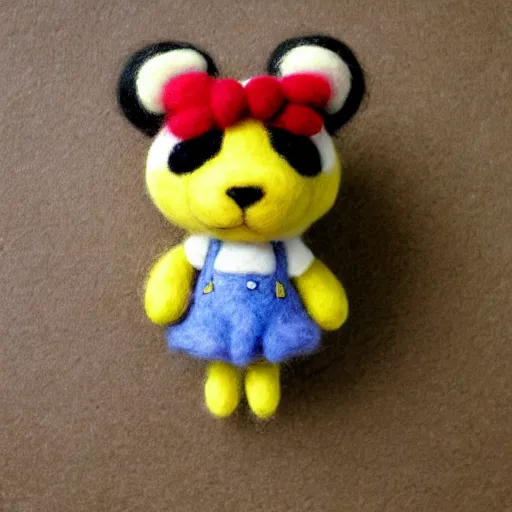 Image similar to a needle felted isabelle from animal crossing, needle felting art.