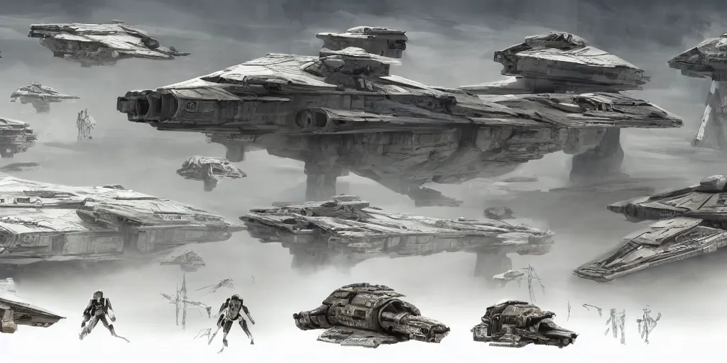 Prompt: concept art sketch of a new star wars game, high detail, high definition, photorealistic, 8k