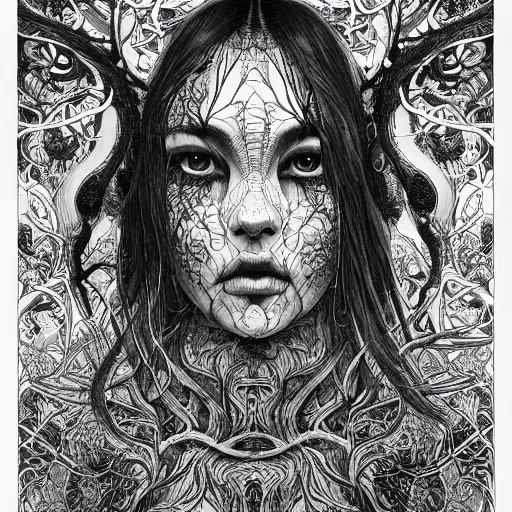 Prompt: life is so beautiful painted in alex grey and cameron gray style drawn by vania zouravliov and takato yamamoto, inspired by ooioo, intricate wood carving, black and white, 3 d, high detail, sharp high detail, artstation, octane