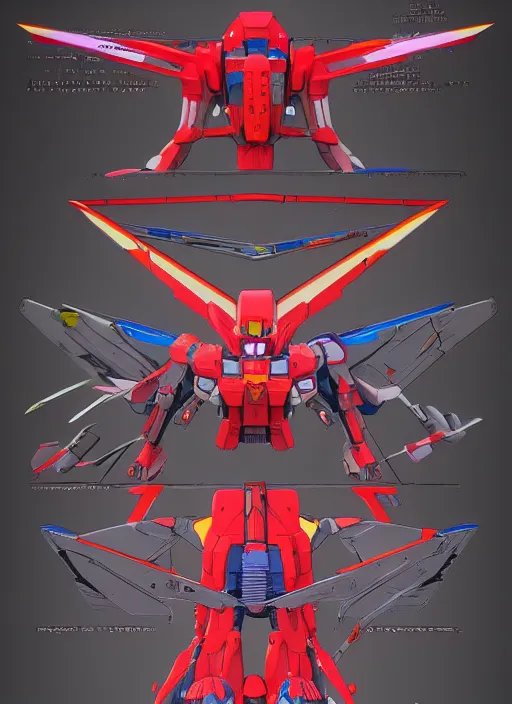 Image similar to isometric concept gundam macross evangelion, detailed hatching, diagram specifications notations, by alex pardee, 3 d cg, octane rendered, futuristic, 2 k aesthetic, 4 k, highly saturated colors