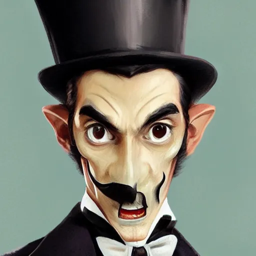 Prompt: dapper fancy luigi wearing a top hat, smirking deviously, painted by greg rutkowski, wlop, artgerm, dishonored 2