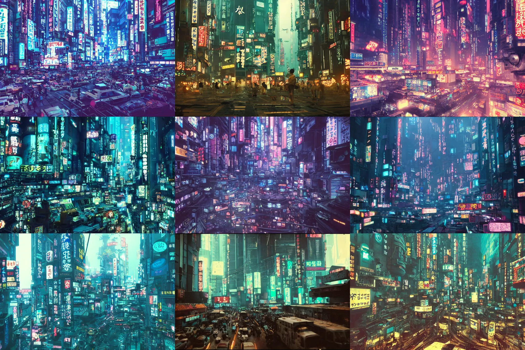 Prompt: dreamy film still of cyberpunk tokyo, crowds of aliens, at the bottom of the ocean