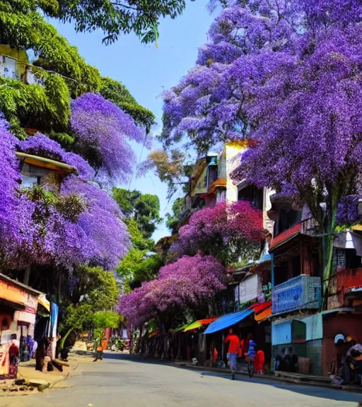 Image similar to jacaranda trees in kathmandu city streets