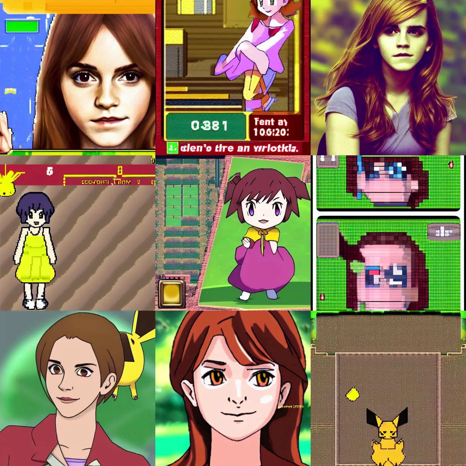 Prompt: emma watson as a pokemon, screenshot from the gameboy