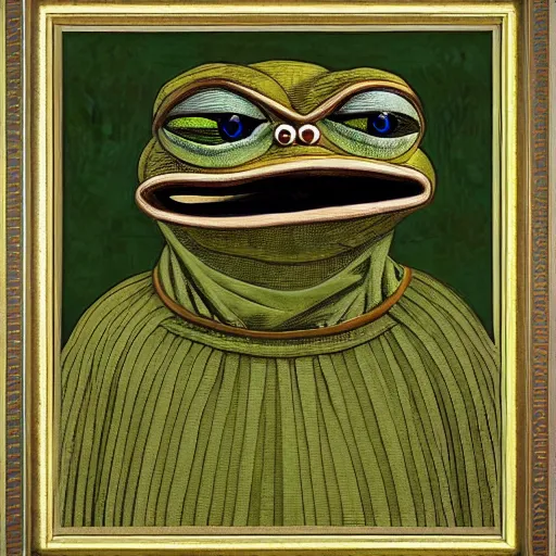 Image similar to pepe the frog as world war 1 general, elegant portrait by sandro botticelli, detailed, symmetrical, intricate