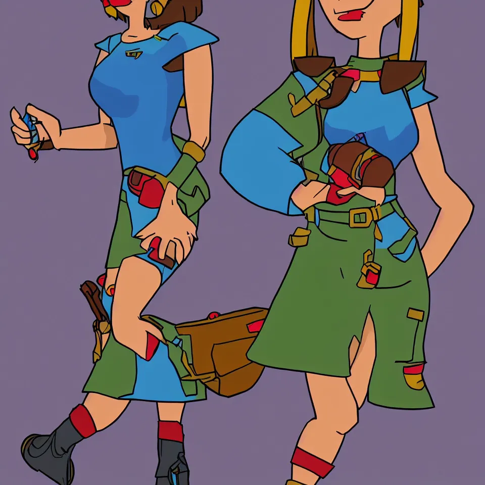 Image similar to tina from bobs burger, stylized as from the video game zelda ocarina of time, n 6 4 graphics