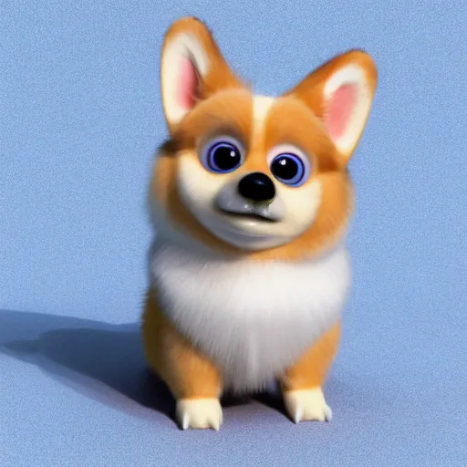 Prompt: high - quality detailed 3 d render of a corgi furby toy, realistic, cute