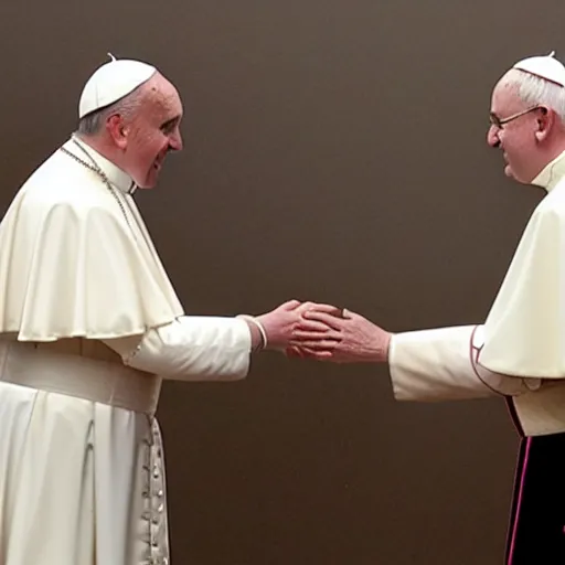 Image similar to the pope shaking hands with chancellor palpatine