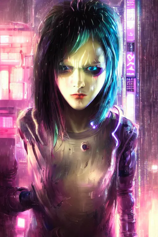 Image similar to portrait futuristic crazy cyberpunk young female Berserker, in futuristic heavily raindrop tokyo rooftop cyberpunk night, ssci-fi, fantasy, intricate, very very beautiful, elegant, neon light, highly detailed, digital painting, concept art, human anatomy, soft light, hdri, smooth, sharp focus, illustration, art by tian zi and craig mullins and WLOP and alphonse mucha