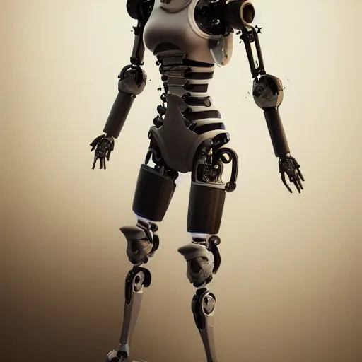 Image similar to detailed full body concept pastel painting of a female pirate robot in beautifully designed clothing, octane render, 4k, micro detail