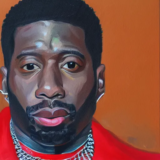 Prompt: Gucci Mane oil painting