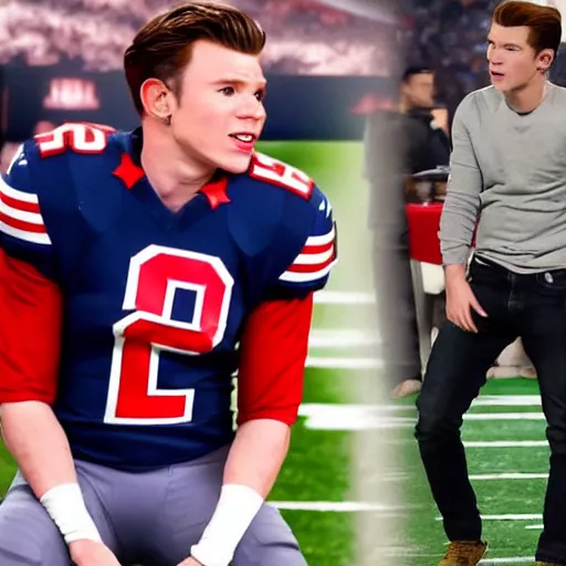 Image similar to chris evans and tom holland watches nfl football at home