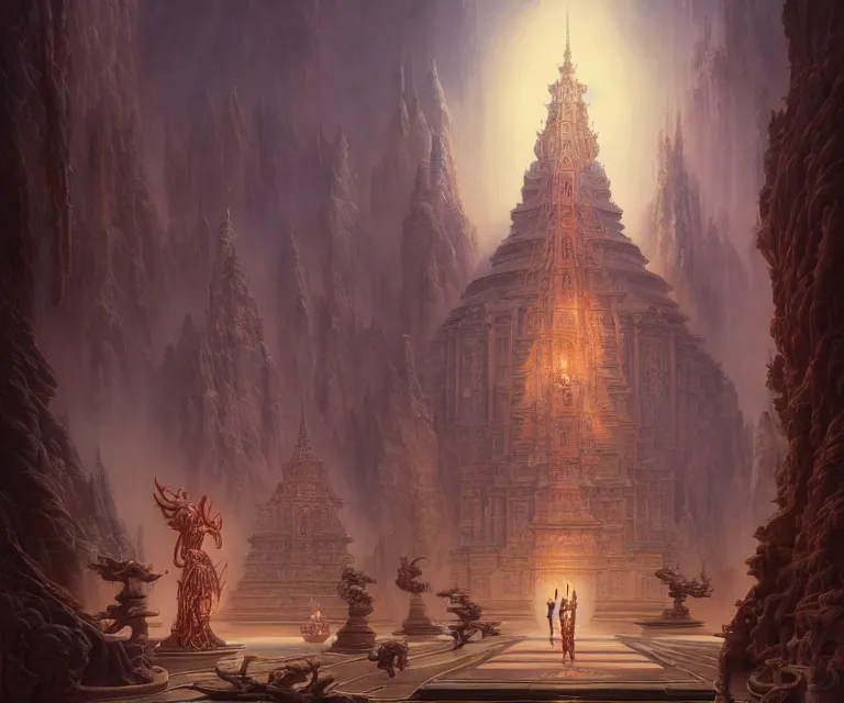 Prompt: a beautiful temple, dramatic lighting, ultra realistic, intricate details, highly detailed by peter mohrbacher, allen williams, hajime sorayama, wayne barlowe, boris vallejo, aaron horkey, gaston bussiere, artgerm, 4 k