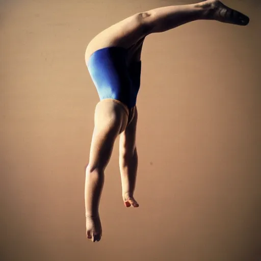 Image similar to realistic expired kodak film full body portrait of an gymnast, hyperrealism, hypermaxiymalism, photorealistic, detailed, atmospheric, 8 k, award winning photography, cinematic