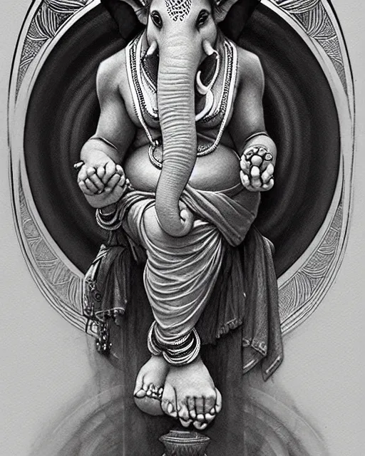 Image similar to amazing lifelike award winning pencil illustration of Ganesha trending on art station artgerm Greg rutkowski alphonse mucha cinematic