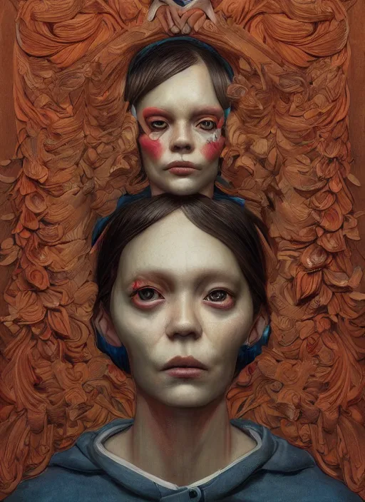 Prompt: portrait made from wood :: by Martine Johanna and Simon Stålenhag and Chie Yoshii and wlop and Guillermo del toro :: ornate, dynamic, particulate, rich colors, elegant, centered, artstation, smooth, sharp focus, octane render, 3d