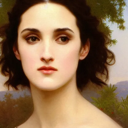 Prompt: painting of winona ryder. art by william adolphe bouguereau. during golden hour. extremely detailed. beautiful. 4 k. award - winning.