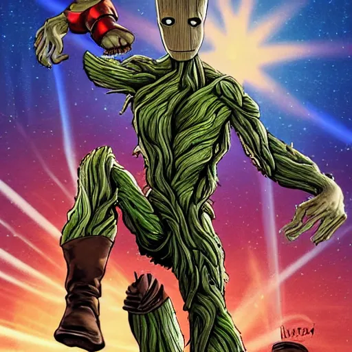 Image similar to groot as captain america