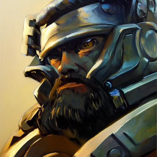 Image similar to greg manchess portrait painting of armored van gogh as overwatch character, medium shot, asymmetrical, profile picture, organic painting, sunny day, matte painting, bold shapes, hard edges, street art, trending on artstation, by huang guangjian, gil elvgren, ruan jia, randy vargas, greg rutkowski