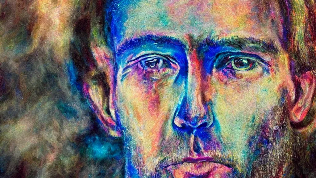 Image similar to iridescent partial detailed portrait of calvin harris at elderly age of 1 0 5