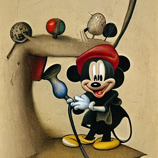 Prompt: micky mouse by hieronymus bosch,