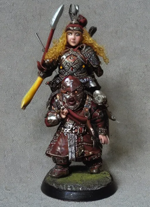 Prompt: Images on the store website, eBay, Full body, Miniature of a Female Dwarf Warrior