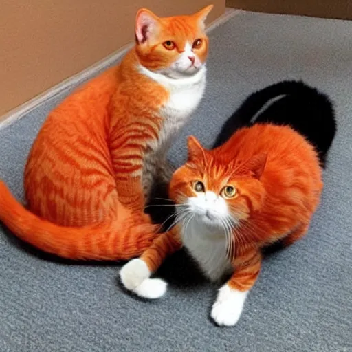 Image similar to orange cat, himbo cat, dumb cat, stupid cat