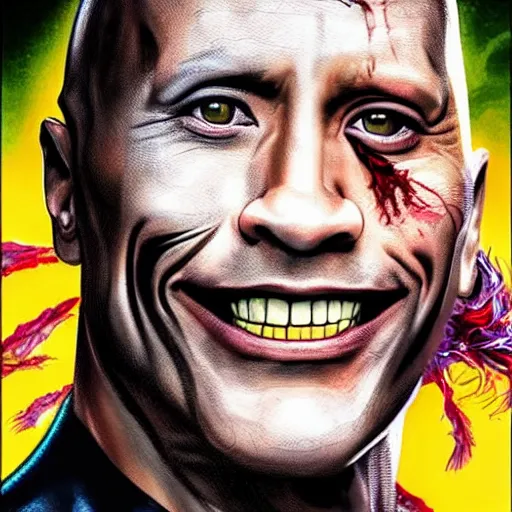 Prompt: Dwayne Johnson as the joker Marvel 4K detail