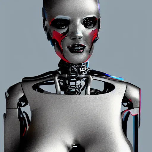 Image similar to dead robot woman high resolution future realism style