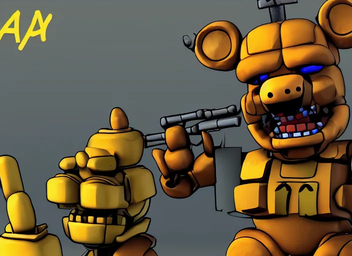 Prompt: Fnaf soldier, war