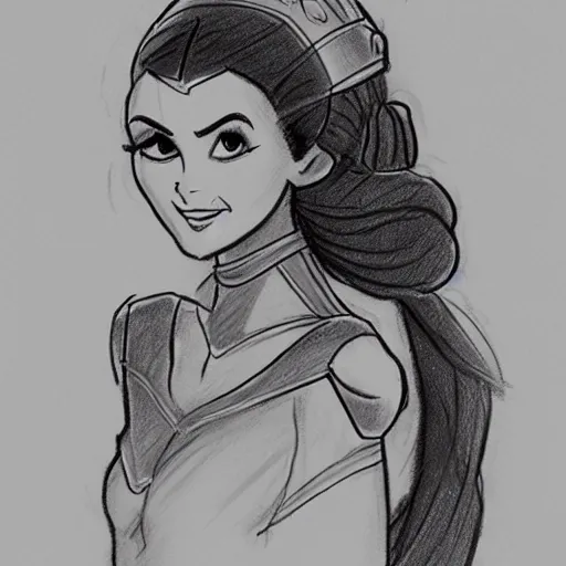 Image similar to milt kahl sketch of victoria justice as princess padme from star wars episode 3