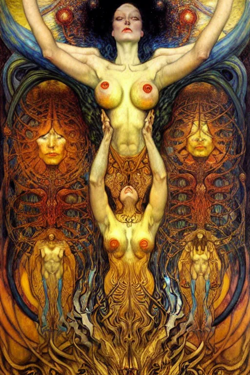 Image similar to Divine Chaos Engine by Karol Bak, Jean Delville, William Blake, Gustav Klimt, and Vincent Van Gogh, symbolist, visionary