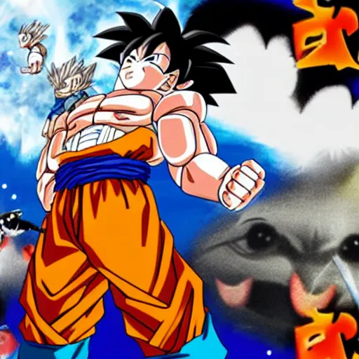 Image similar to goku hanging out with animals