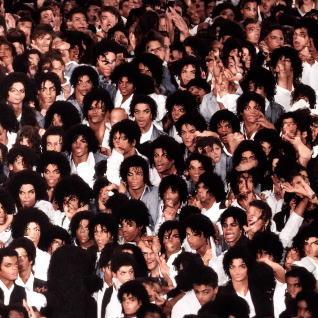 Image similar to michael jackson in a crowd of michael jacksons, photo, 4 k