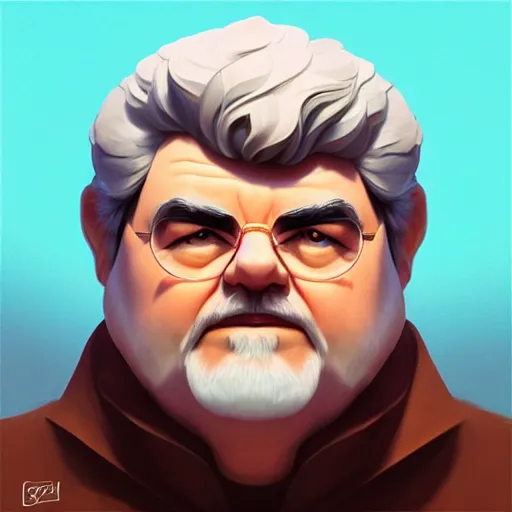 Image similar to face icon stylized minimalist george lucas, loftis, cory behance hd by jesper ejsing, by rhads, makoto shinkai and lois van baarle, ilya kuvshinov, rossdraws global illumination